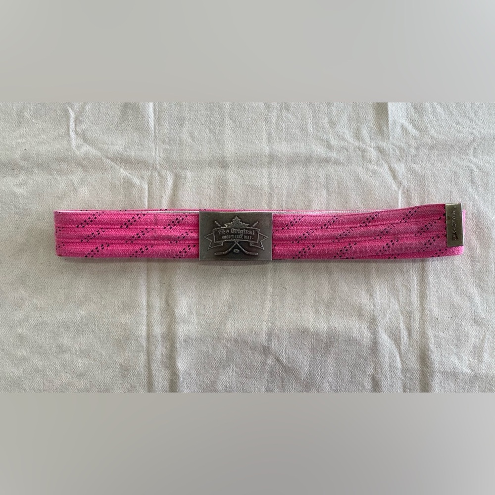The Original Hockey Lace Belt Pink Cord Belt Adjustable Athletic Wear - Picture 2 of 5